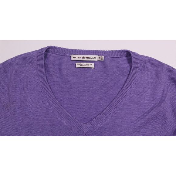 Peter Millar Men's Silk Cashmere Cotton Light Purple Crewneck Sweater XL - Picture 4 of 5